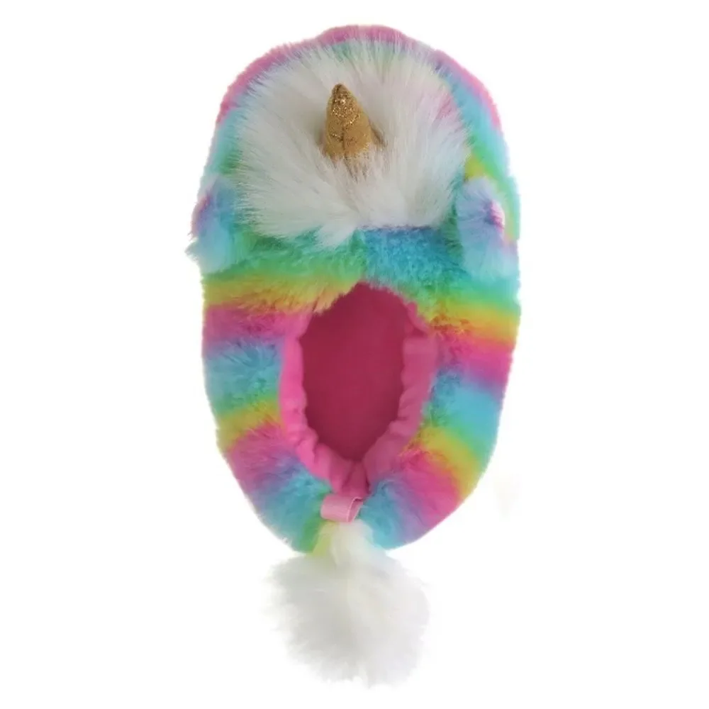 Toddler Baby Girls Plush Critter Unicorn Fuzzy Comfy Slippers Shoes Size 7/8